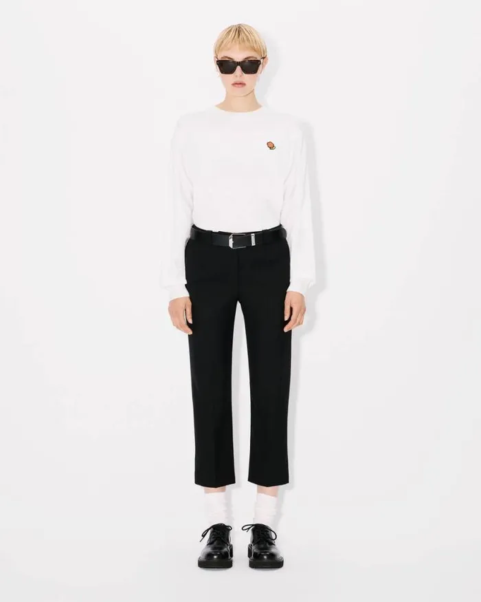 Women 039KENZO Pop039 Embroidered Jumper In Merino Wool Off White Kenzo Sweaters And Cardigans