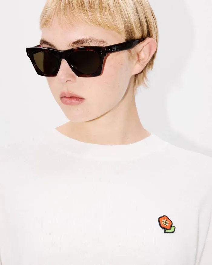 Women 039KENZO Pop039 Embroidered Jumper In Merino Wool Off White Kenzo Sweaters And Cardigans