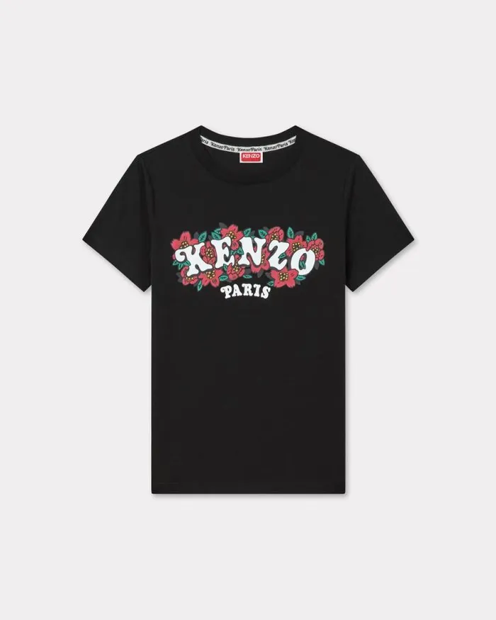 Women 039KENZO VERDY MARKET039 Cotton Tshirt Black Kenzo Tshirts And Polos