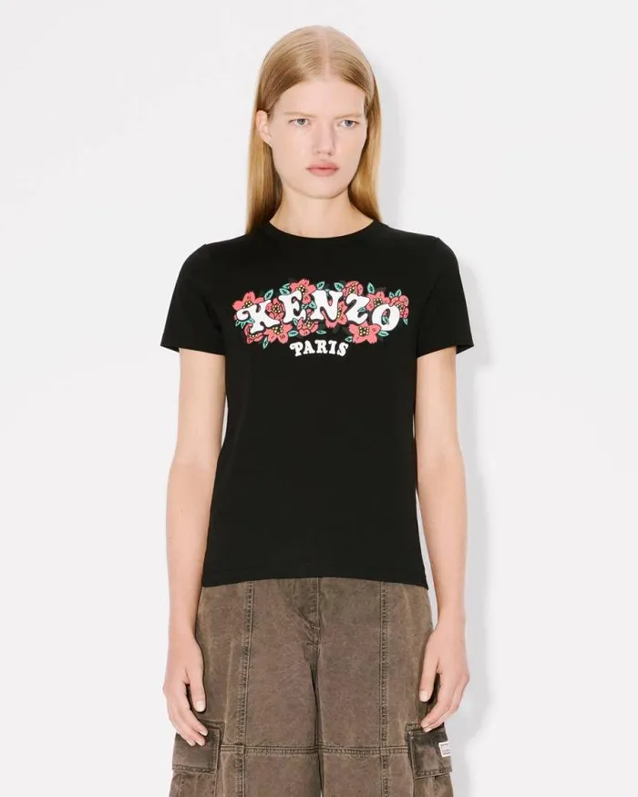 Women 039KENZO VERDY MARKET039 Cotton Tshirt Black Kenzo Tshirts And Polos