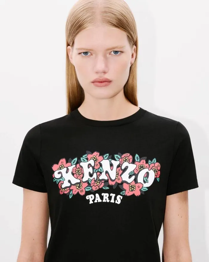 Women 039KENZO VERDY MARKET039 Cotton Tshirt Black Kenzo Tshirts And Polos