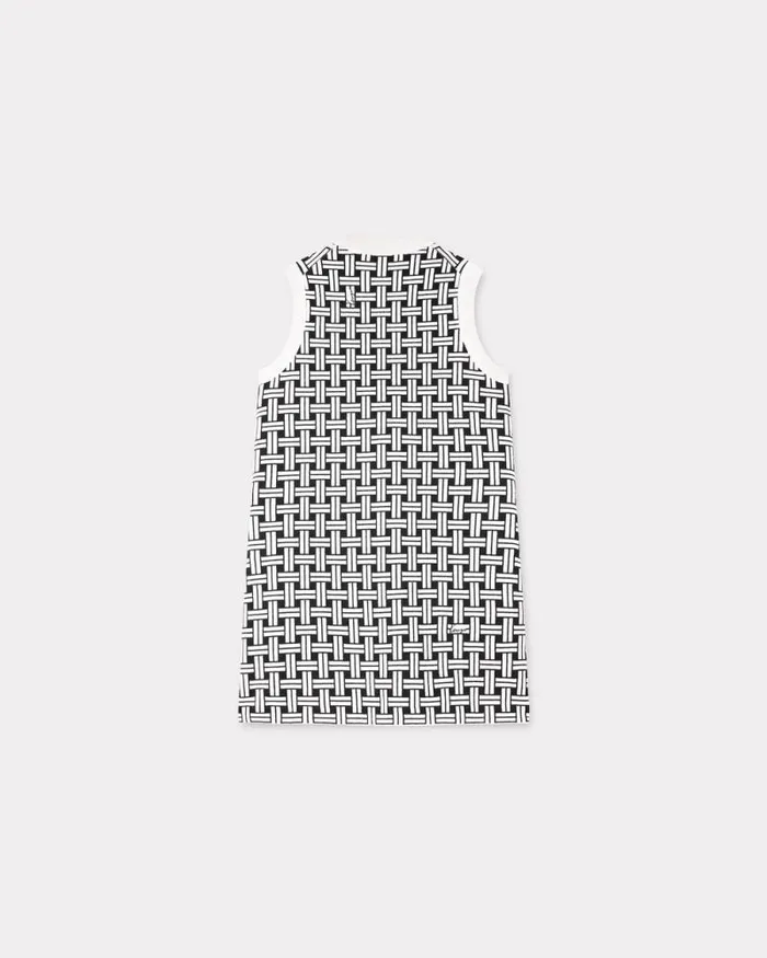 Women 039KENZO Weave039 Jacquard Dress In Cotton And Wool Off White Kenzo Dresses And Skirts