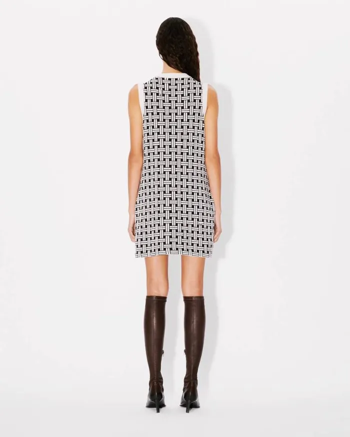 Women 039KENZO Weave039 Jacquard Dress In Cotton And Wool Off White Kenzo Dresses And Skirts
