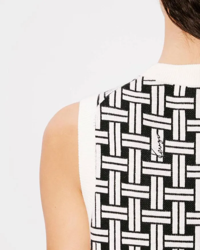 Women 039KENZO Weave039 Jacquard Dress In Cotton And Wool Off White Kenzo Dresses And Skirts