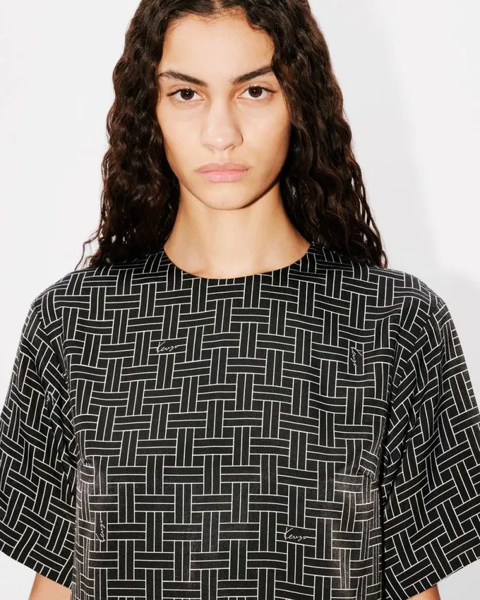 Women 039KENZO Weave039 Tshirt Dress Black Kenzo Dresses And Skirts