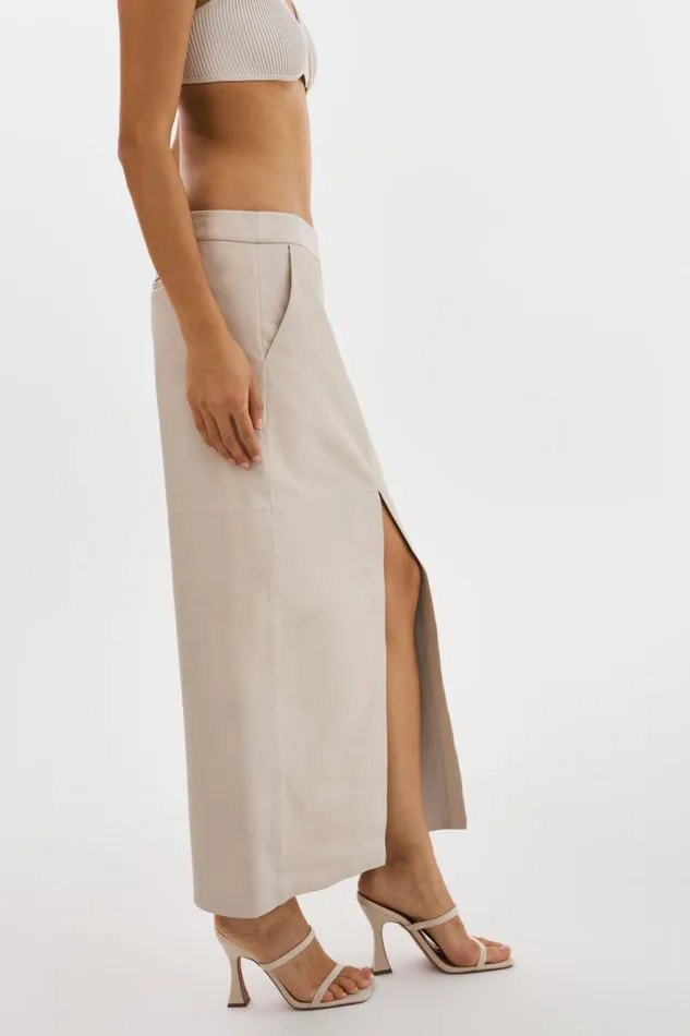 Women ABIA Low Waist Leather Maxi Skirt Bone LAMARQUE Skirts Women ABIA Low Waist Leather Maxi Skirt Bone LAMARQUE Skirts