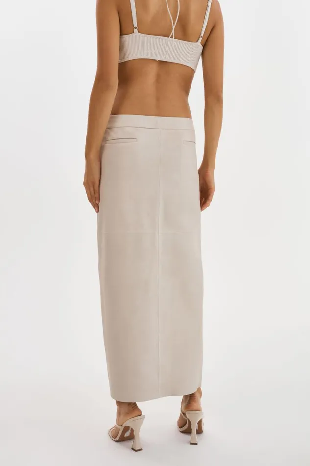 Women ABIA Low Waist Leather Maxi Skirt Bone LAMARQUE Skirts Women ABIA Low Waist Leather Maxi Skirt Bone LAMARQUE Skirts