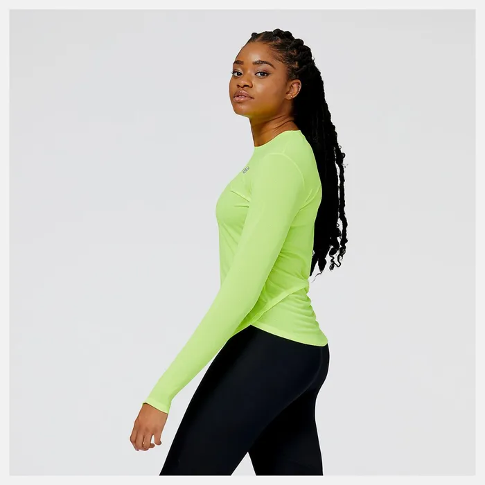 Women Accelerate Long Sleeve Top Hi Lite New Balance Shirts Women Accelerate Long Sleeve Top Hi Lite New Balance Shirts