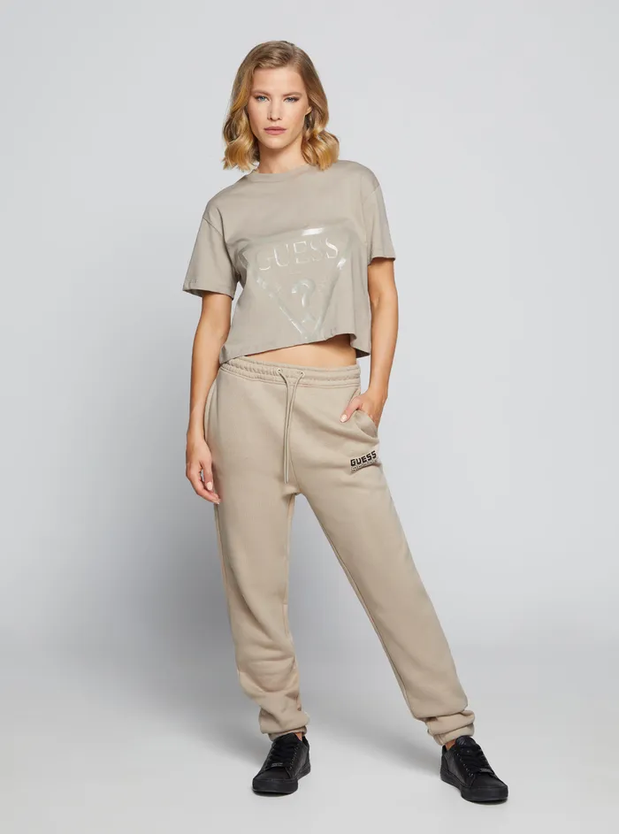 Women Activewear GUESS Eco Taupe Adele Active Crop Tshirt Women Activewear GUESS Eco Taupe Adele Active Crop Tshirt