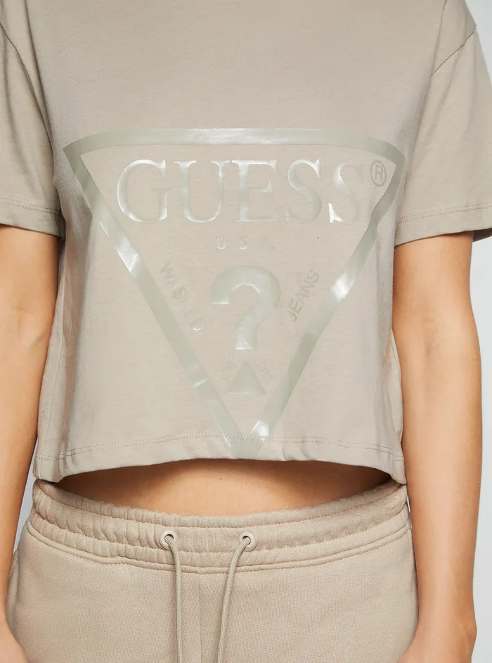 Women Activewear GUESS Eco Taupe Adele Active Crop Tshirt Women Activewear GUESS Eco Taupe Adele Active Crop Tshirt