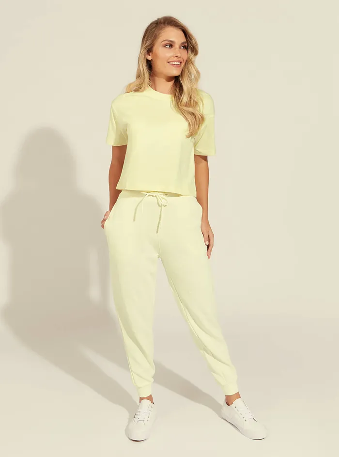 Women Activewear GUESS Eco Yellow Astra Active Cropped Tshirt Women Activewear GUESS Eco Yellow Astra Active Cropped Tshirt