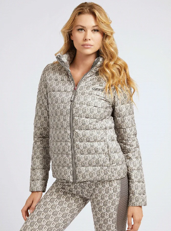 Women Activewear GUESS Grey G Cube Eireen Active Puffer Jacket