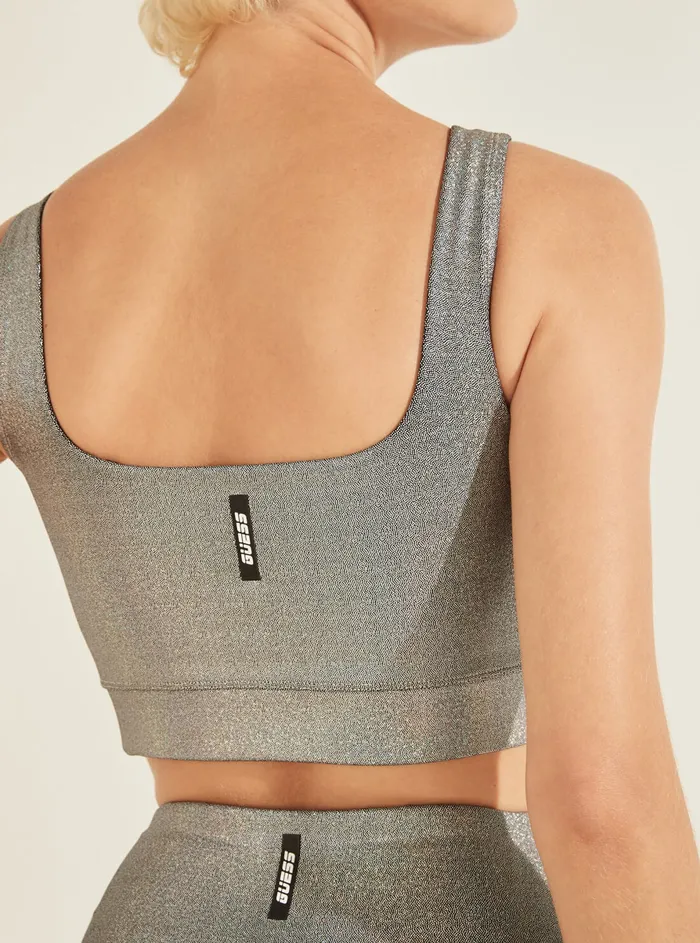 Women Activewear GUESS Silver Holographic Edith Active Bra