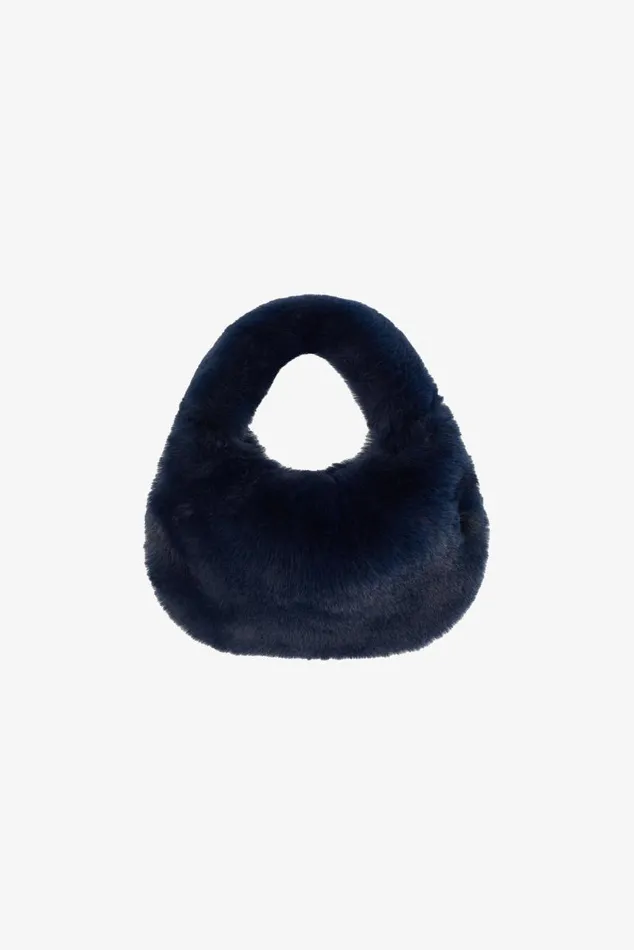 Women ALIX Mini Faux Fur Hobo Bag Dark Navy LAMARQUE Bags