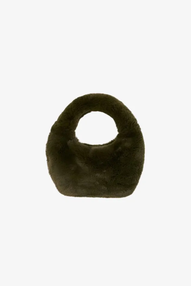 Women ALIX Mini Faux Fur Hobo Bag Dark Olive LAMARQUE Bags