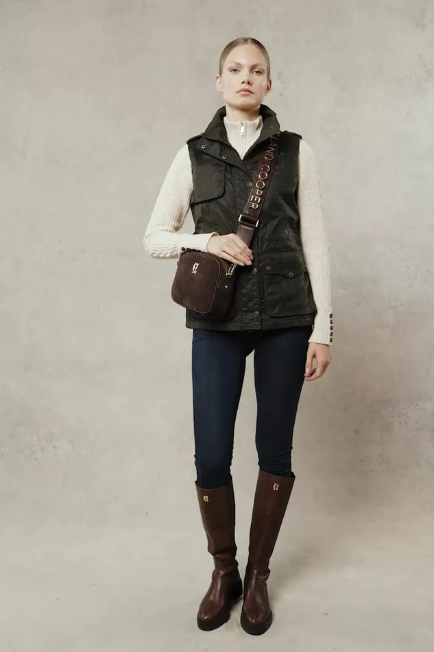 Women Alma Wax Gilet Dark Olive Holland Cooper Gilets