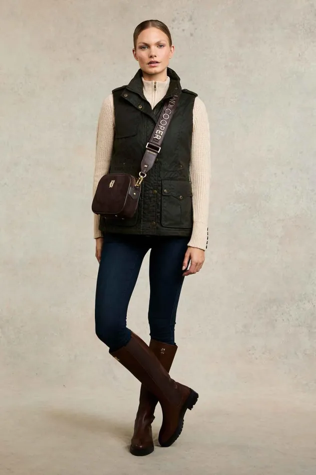 Women Alma Wax Gilet Dark Olive Holland Cooper Gilets