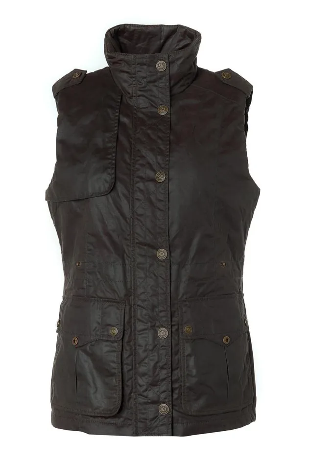 Women Alma Wax Gilet Dark Olive Holland Cooper Gilets