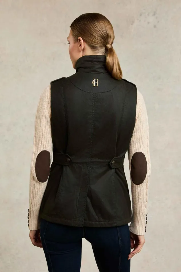 Women Alma Wax Gilet Dark Olive Holland Cooper Gilets