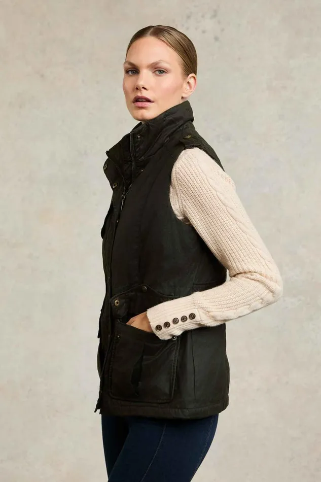 Women Alma Wax Gilet Dark Olive Holland Cooper Gilets