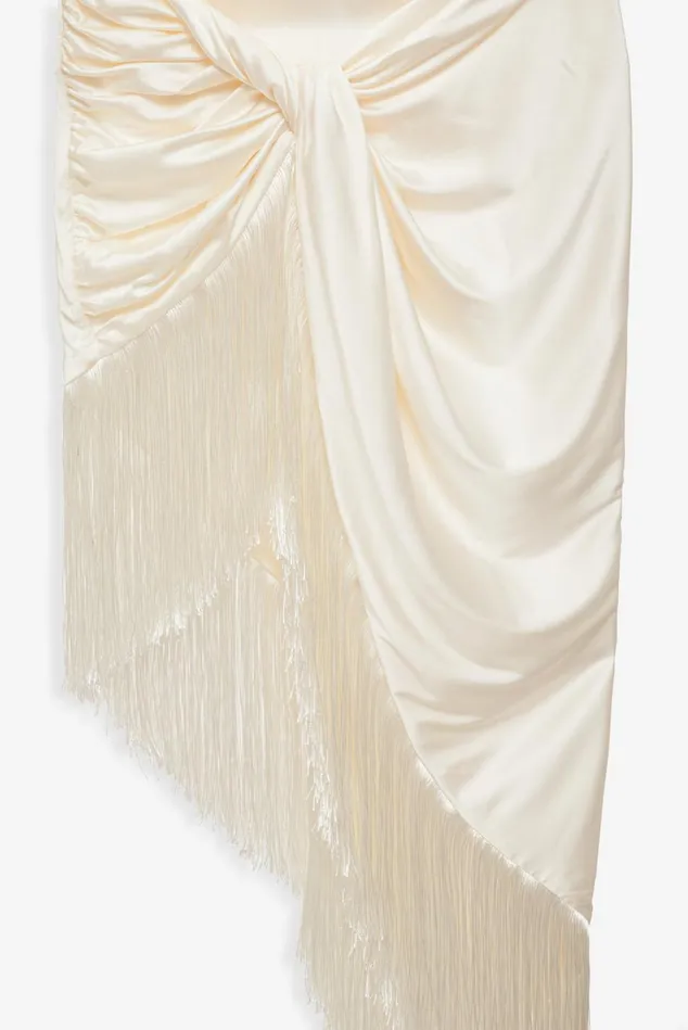 Women Anisa Fringe Midi Dress Ivory For Love and Lemons Dresses