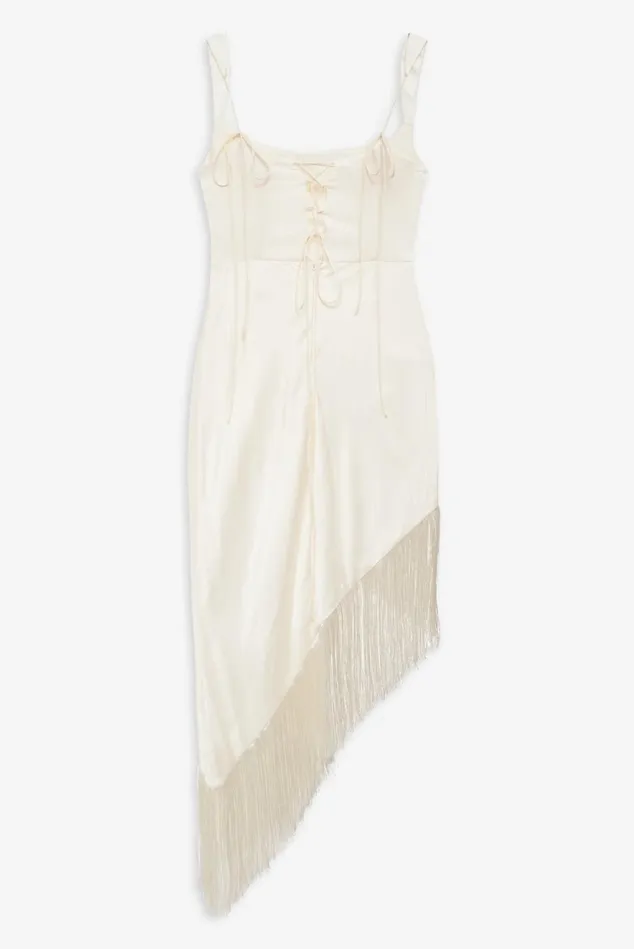 Women Anisa Fringe Midi Dress Ivory For Love and Lemons Dresses