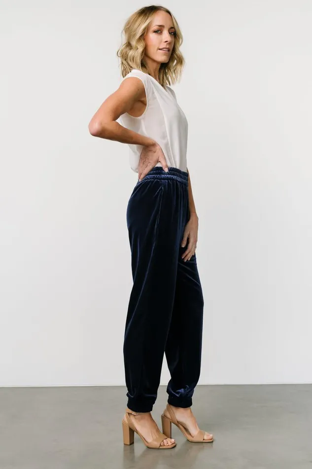 Women Archie Velvet Jogger Pants Peacock Baltic Born Pants