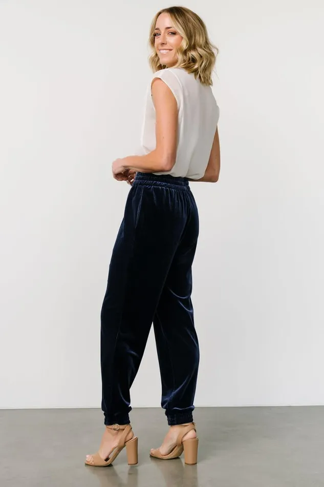 Women Archie Velvet Jogger Pants Peacock Baltic Born Pants