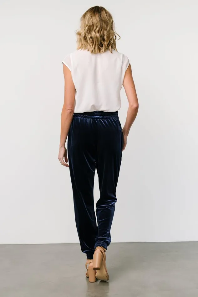 Women Archie Velvet Jogger Pants Peacock Baltic Born Pants
