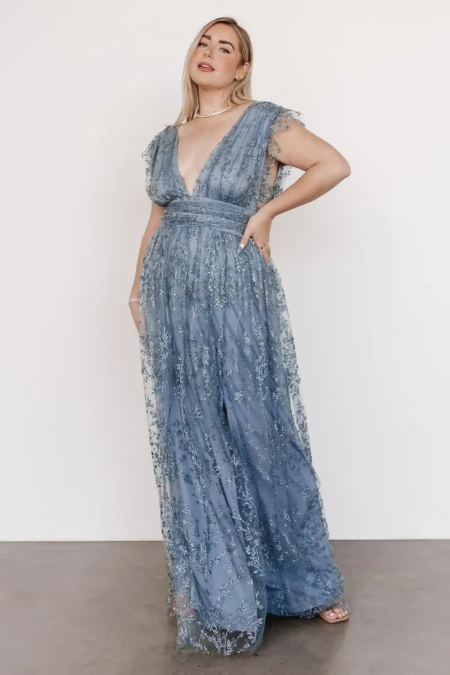 Women Arlene Shimmer Gown Winter Blue Baltic Born Embellished and Sequined Women Arlene Shimmer Gown Winter Blue Baltic Born Embellished and Sequined