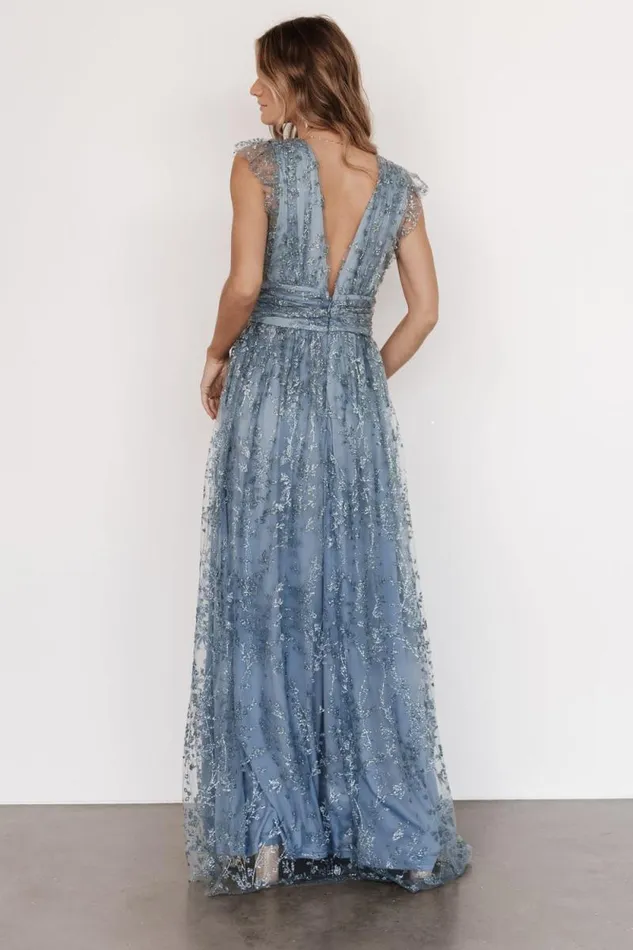 Women Arlene Shimmer Gown Winter Blue Baltic Born Embellished and Sequined Women Arlene Shimmer Gown Winter Blue Baltic Born Embellished and Sequined