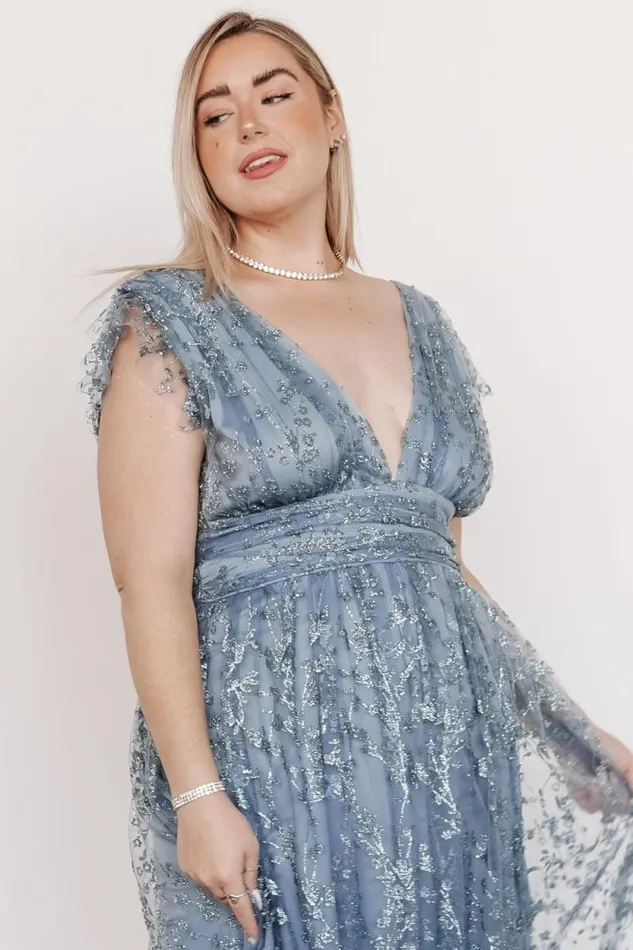 Women Arlene Shimmer Gown Winter Blue Baltic Born Embellished and Sequined Women Arlene Shimmer Gown Winter Blue Baltic Born Embellished and Sequined