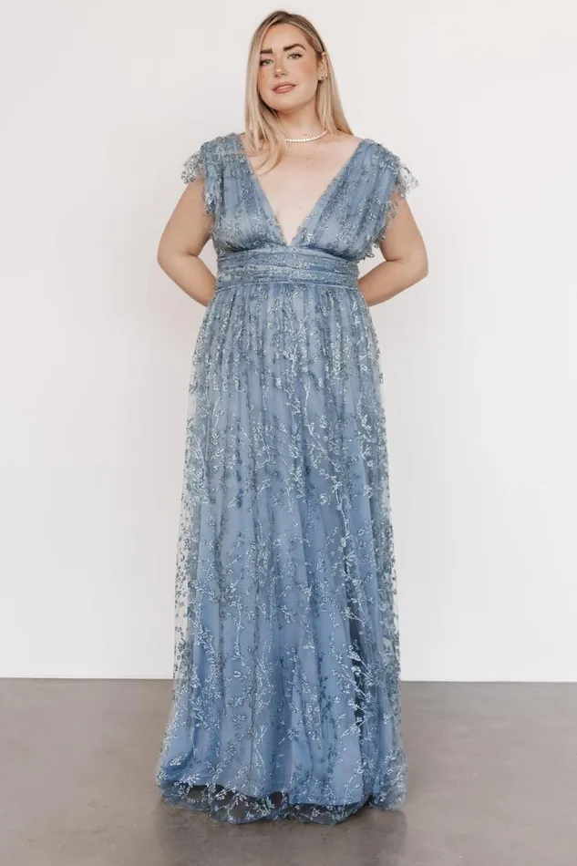 Women Arlene Shimmer Gown Winter Blue Baltic Born Embellished and Sequined Women Arlene Shimmer Gown Winter Blue Baltic Born Embellished and Sequined