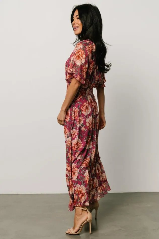Women Ashton Maxi Dress Deep Berry Floral Baltic Born Maxi Dresses Women Ashton Maxi Dress Deep Berry Floral Baltic Born Maxi Dresses