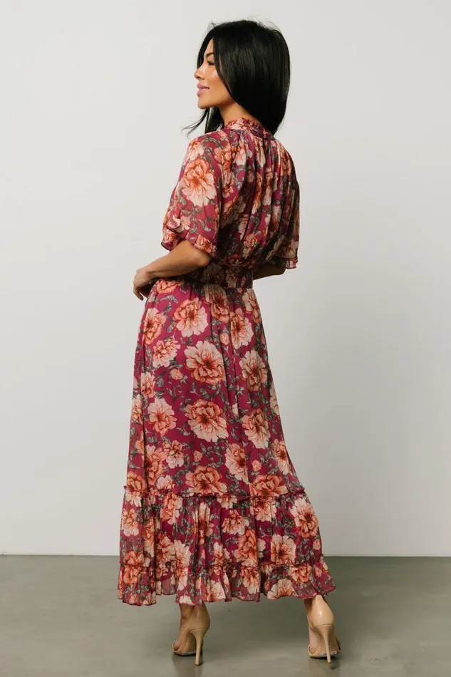 Women Ashton Maxi Dress Deep Berry Floral Baltic Born Maxi Dresses Women Ashton Maxi Dress Deep Berry Floral Baltic Born Maxi Dresses