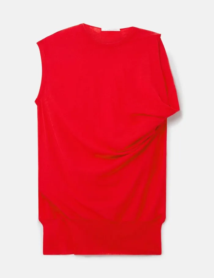Women Asymmetric Draped Top Lipstick Red Stella McCartney Knitwear