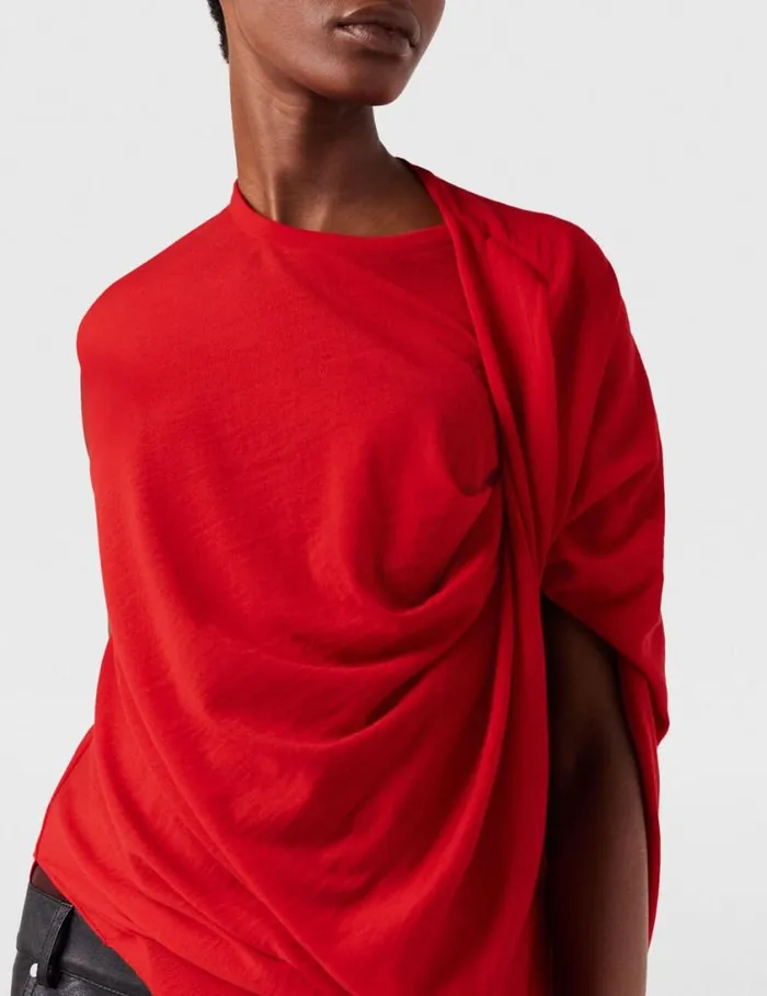 Women Asymmetric Draped Top Lipstick Red Stella McCartney Knitwear Women Asymmetric Draped Top Lipstick Red Stella McCartney Knitwear