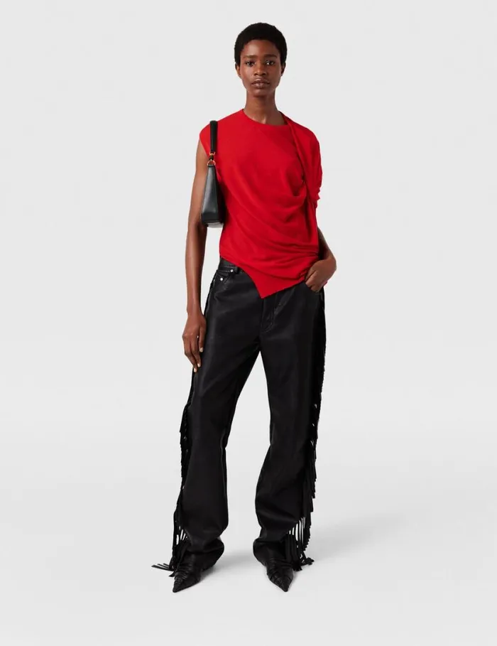 Women Asymmetric Draped Top Lipstick Red Stella McCartney Knitwear Women Asymmetric Draped Top Lipstick Red Stella McCartney Knitwear