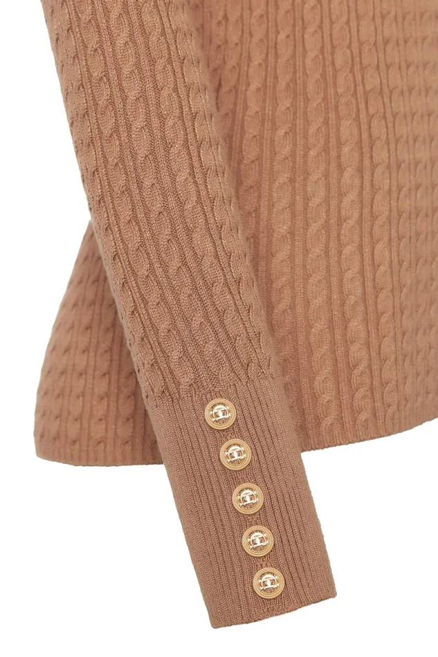 Women Ava Quarter Zip Knit Dark Camel Marl Holland Cooper Knitwear