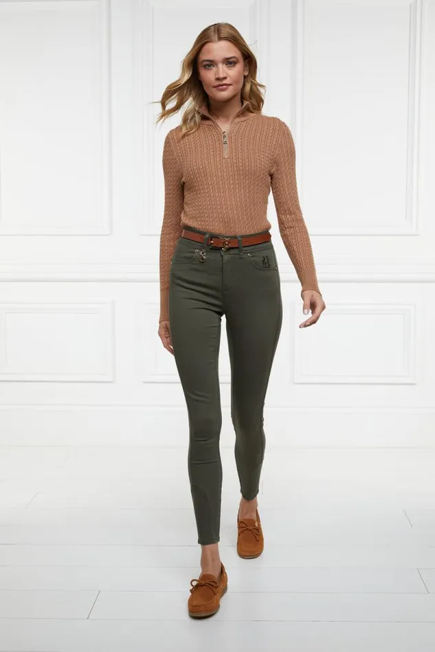Women Ava Quarter Zip Knit Dark Camel Marl Holland Cooper Knitwear