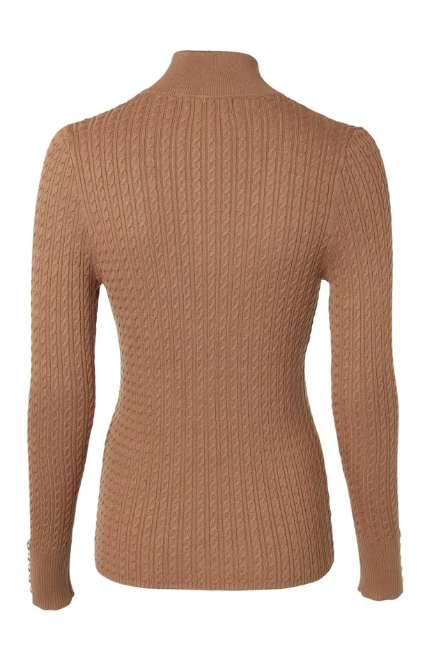 Women Ava Quarter Zip Knit Dark Camel Marl Holland Cooper Knitwear