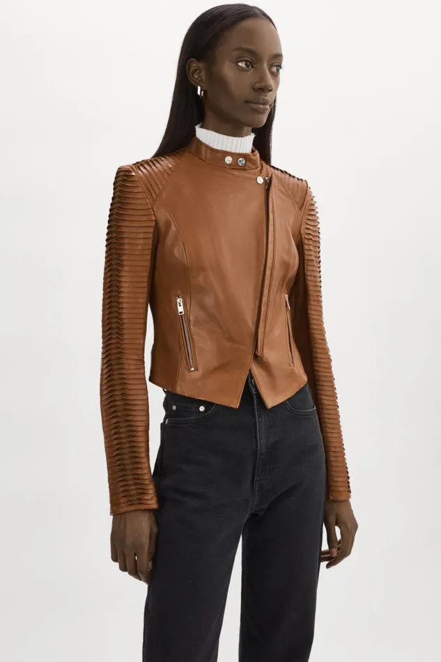 Women AZRA Leather Jacket Luggage LAMARQUE Leather Jackets Women AZRA Leather Jacket Luggage LAMARQUE Leather Jackets