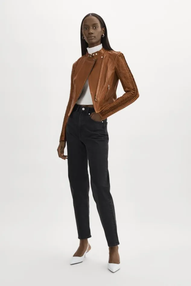 Women AZRA Leather Jacket Luggage LAMARQUE Leather Jackets Women AZRA Leather Jacket Luggage LAMARQUE Leather Jackets