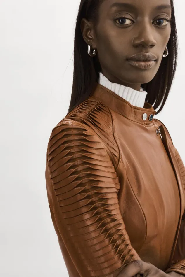 Women AZRA Leather Jacket Luggage LAMARQUE Leather Jackets Women AZRA Leather Jacket Luggage LAMARQUE Leather Jackets