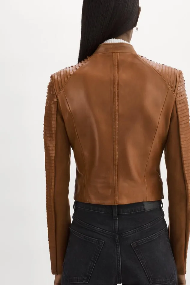 Women AZRA Leather Jacket Luggage LAMARQUE Leather Jackets Women AZRA Leather Jacket Luggage LAMARQUE Leather Jackets