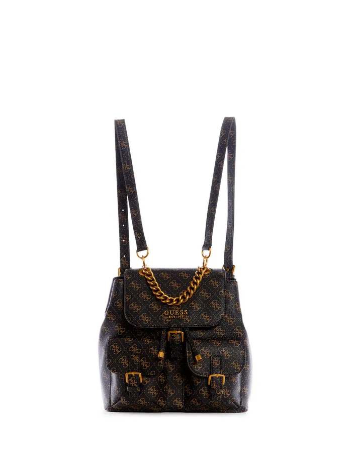 Women Backpacks GUESS Black Brown No Limit Logo Backpack