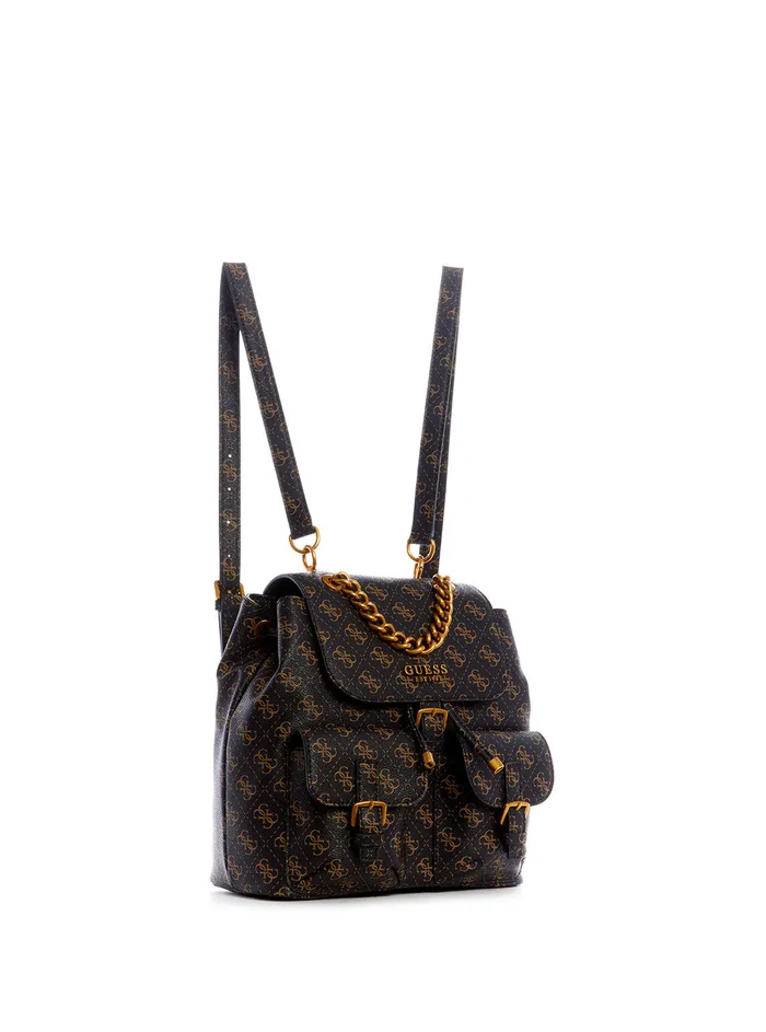 Women Backpacks GUESS Black Brown No Limit Logo Backpack Women Backpacks GUESS Black Brown No Limit Logo Backpack