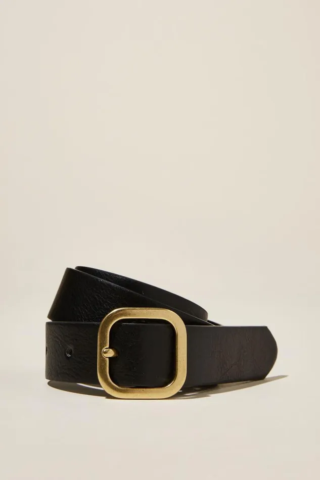 Women Bags and Belts Cotton On Slim Dad Belt Blackantique Gold