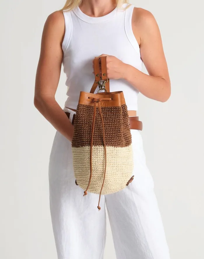 Women Bags Madewell MINGA Crocheted Transito Backpack Brown Multi