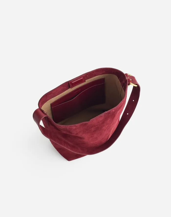Women Bags Madewell The Essential Medium Bucket Tote Deep Merlot